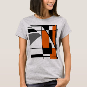 Orange Grått Black Geometric Mosaic MCM-utseende T Shirt