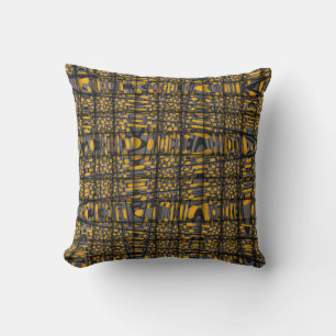 Orange Grått Black Modern Zig Zag Abstrakt Mönster Kudde