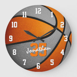 orange grått boys basketball personlig stor klocka