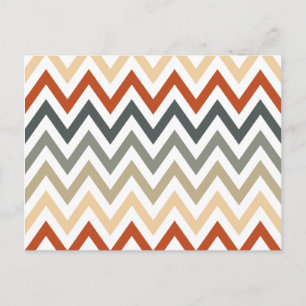 Orange Grått Chevron Geometric Design Färg Vykort