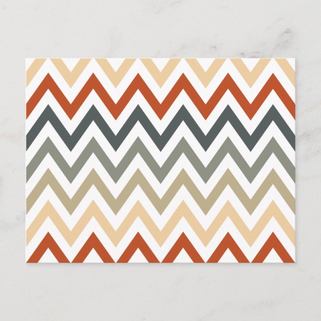 Orange Grått Chevron Geometric Design Färg Vykort (Framsida)