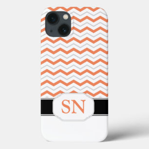 Orange & Grått Chevron Monogram iPad 2/3/4 Fodral