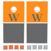 Orange & Grått College Monogram Cornhole Set