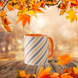 Orange Grått Diagonal Rand Mugg