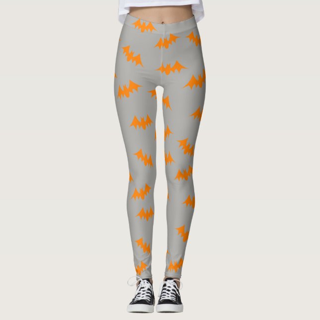 Orange/grått fladdermösskonfettidamasker leggings (Framsida)
