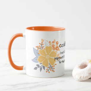 Orange Grått Flowers Mugg
