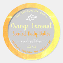 Orange Grått för Modern Body Butter Packet Labels Runt Klistermärke