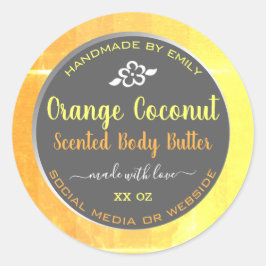 Orange Grått för Modern Body Butter Packet Labels Runt Klistermärke