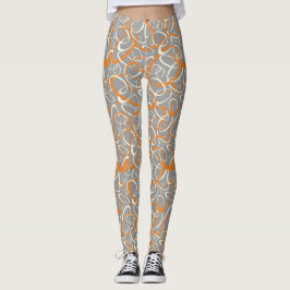 orange-grått-mod-retroslingor, geometrisk mönster leggings