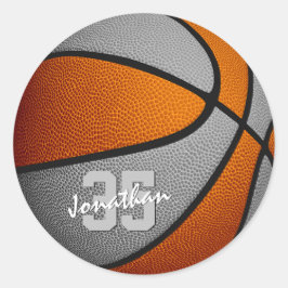 orange grått-pojkar basketlaget färg runt klistermärke