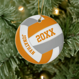 orange grått-pojkar flickor volleyball Team färg Julgransprydnad Keramik