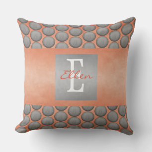Orange & Grått Polka Dot Mönster Kudde