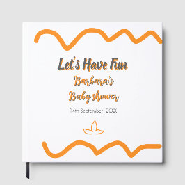 Orange grått retro spansk babydusch boho modern gästböcker