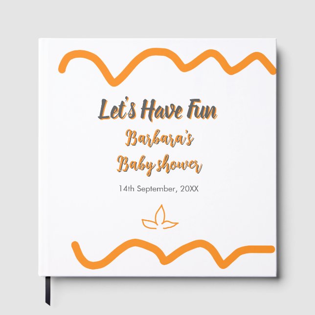 Orange grått retro spansk babydusch boho modern gästböcker (Framsida)