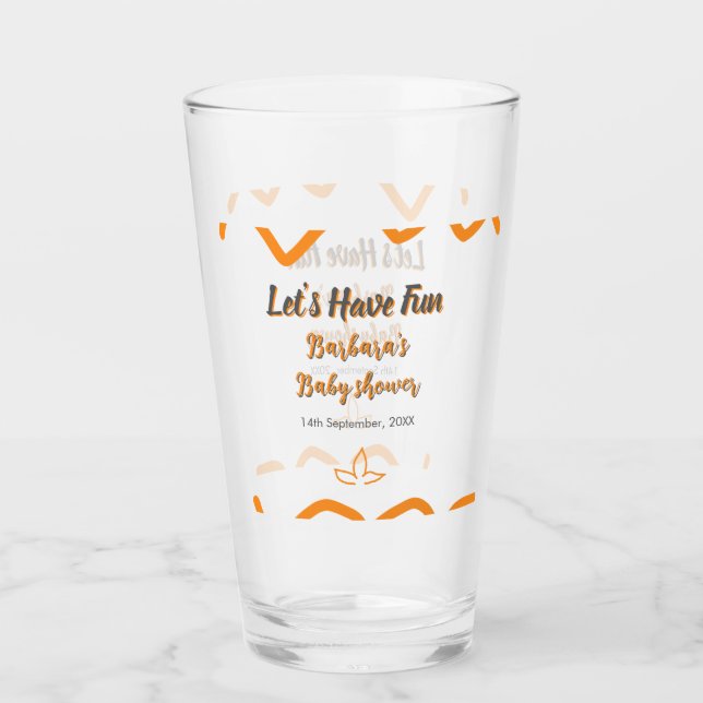 Orange grått retro spansk babydusch boho modern glaskopp (Framsida)