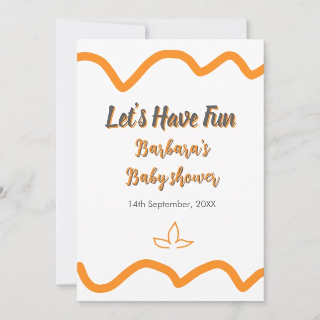 Orange grått retro spansk babydusch boho modern inbjudningar (Framsida)