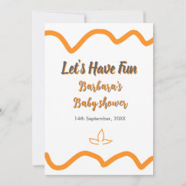 Orange grått retro spansk babydusch boho modern inbjudningar