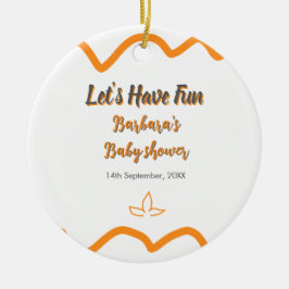 Orange grått retro spansk babydusch boho modern julgransprydnad keramik