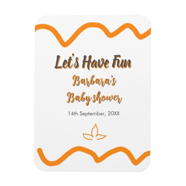 Orange grått retro spansk babydusch boho modern magnet (Vertikal)