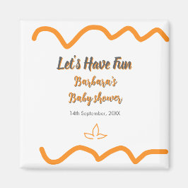 Orange grått retro spansk babydusch boho modern magnet