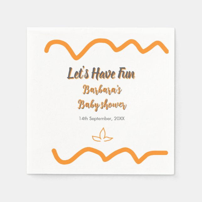 Orange grått retro spansk babydusch boho modern pappersservett (Framsidan)