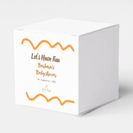 Orange grått retro spansk babydusch boho modern presentaskar