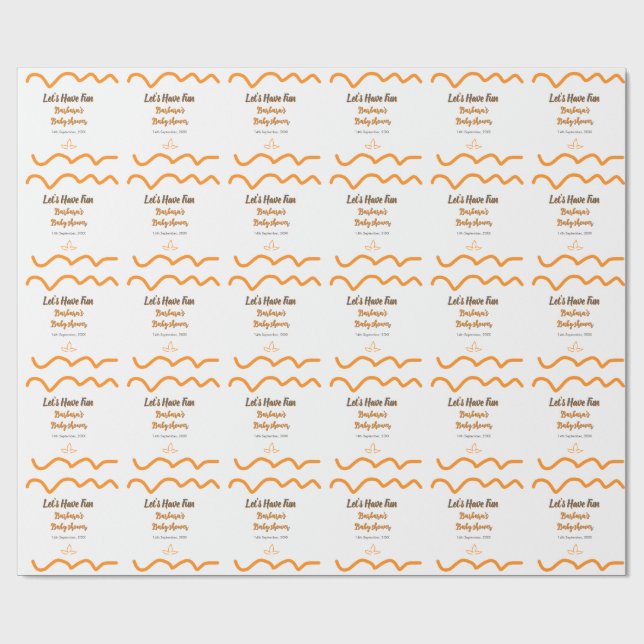 Orange grått retro spansk babydusch boho modern presentpapper (Platt)