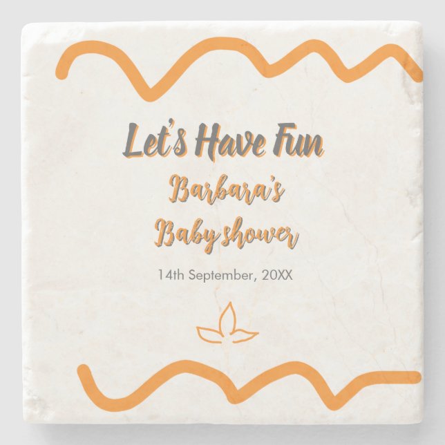 Orange grått retro spansk babydusch boho modern stenunderlägg (Framsidan)