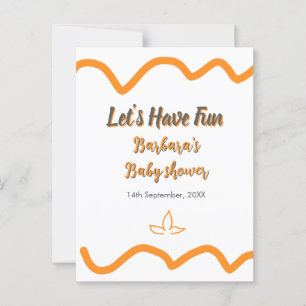 Orange grått retro spansk babydusch boho modern vykort