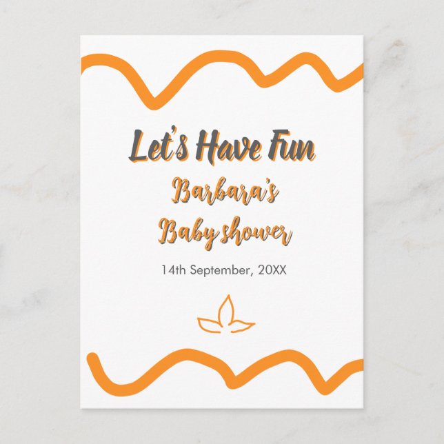 Orange grått retro spansk babydusch boho modern vykort (Framsida)