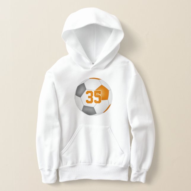 orange grått team färg jersey number soccer t shirt (Laydown)
