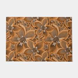 Orange, grått vattenfärgblommor.