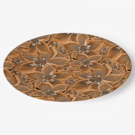 Orange, grått vattenfärgblommor.