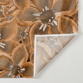 Orange, grått vattenfärgblommor.