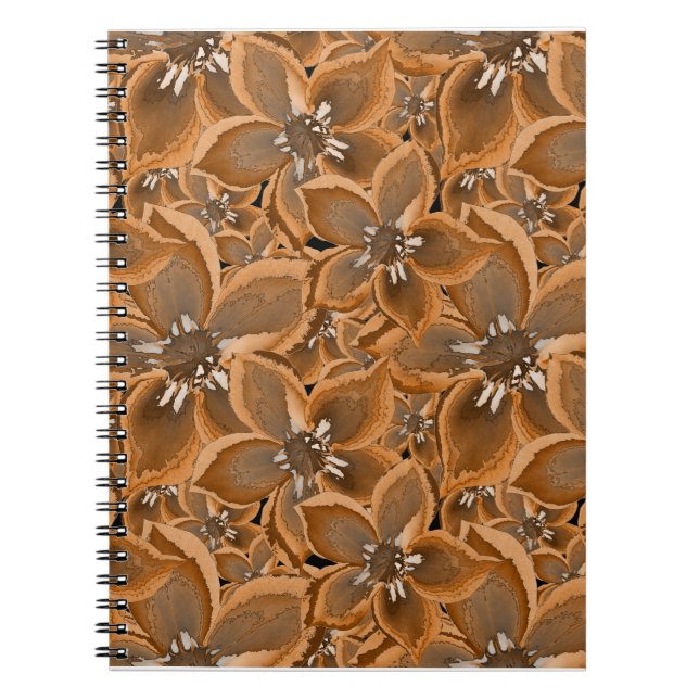 Orange, grått vattenfärgblommor. anteckningsbok (Framsidan)