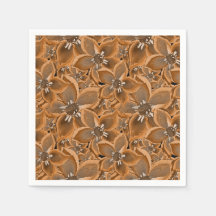 Orange, grått vattenfärgblommor.