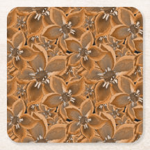 Orange, grått vattenfärgblommor.