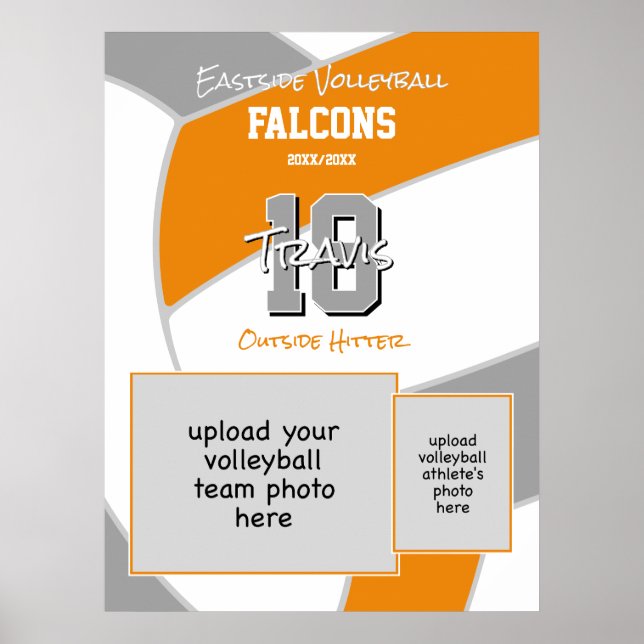 orange grått volleyball Team färg minneshögtid Poster (Framsidan)