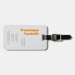 Orange Grått White Modern Simple Plain Your Name Bagagebricka