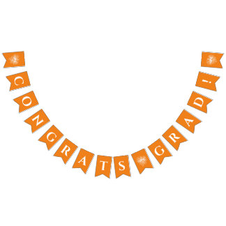 Orange | Gratulerar Grad Bunting Flaggor w/Firewor