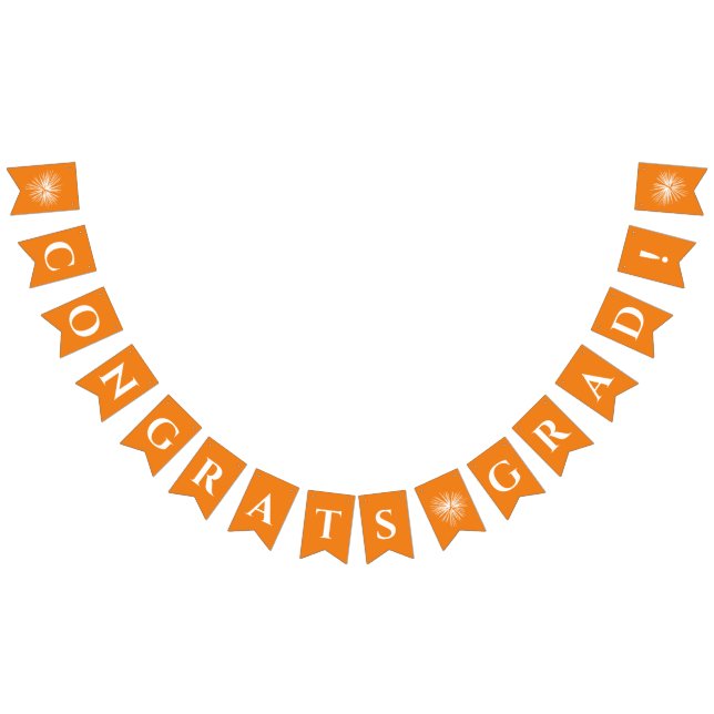 Orange | Gratulerar Grad Bunting Flaggor w/Firewor (Alla)
