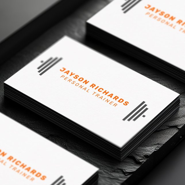 Orange/Gray Gym Barbell Symbol Personal Trainer Visitkort (Skapare uppladdad)