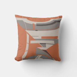 Orange Gray Taupe Mediterranean Geometric Abstract Kudde