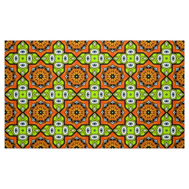 Orange, green and black geometric pattern tyg (Fat Quarter)