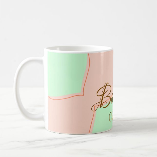 Orange green pastel boho add name place rustic ele kaffemugg (Vänster)