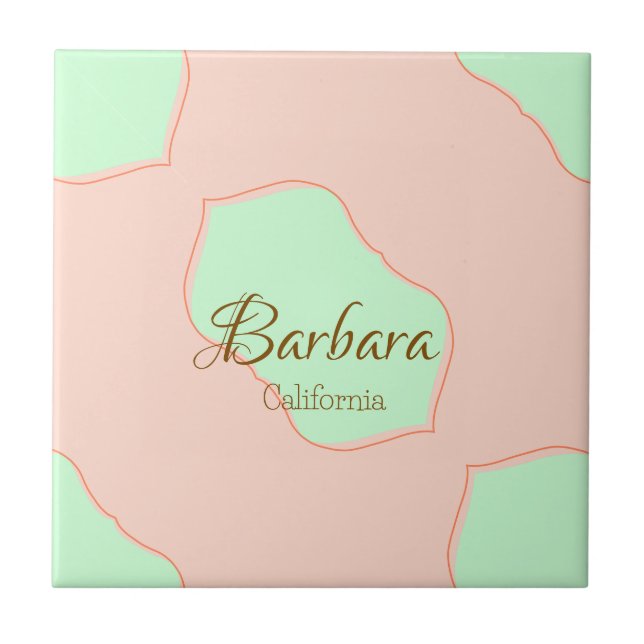 Orange green pastel boho add name place rustic ele kakelplatta (Framsidan)