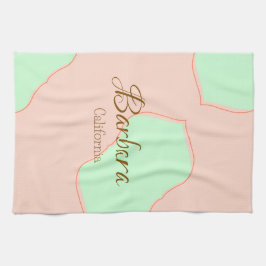 Orange green pastel boho add name place rustic ele kökshandduk