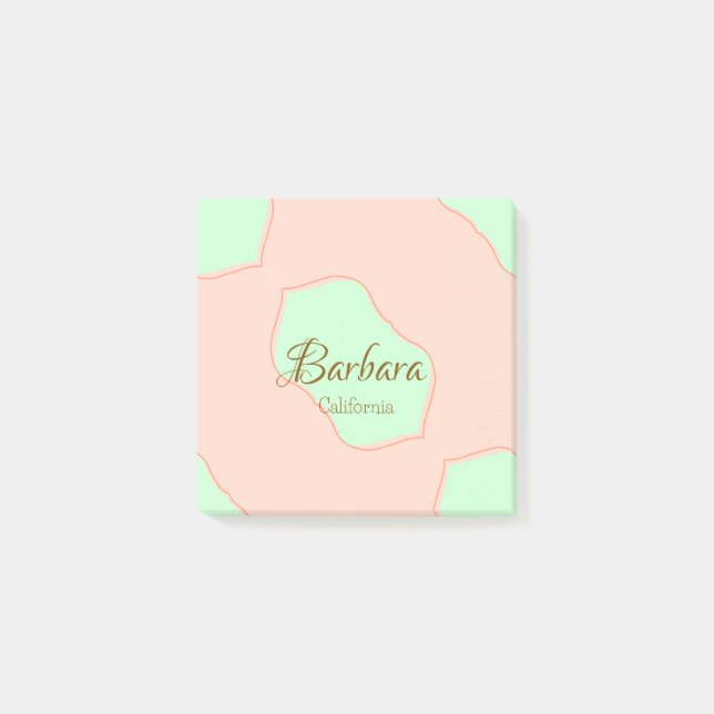 Orange green pastel boho add name place rustic ele post-it block (Framsida)