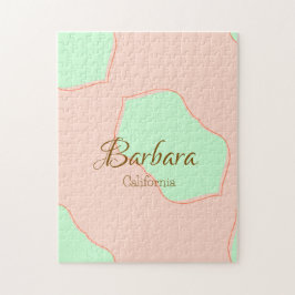 Orange green pastel boho add name place rustic ele pussel