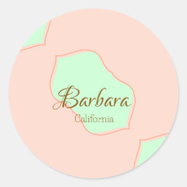 Orange green pastel boho add name place rustic ele runt klistermärke